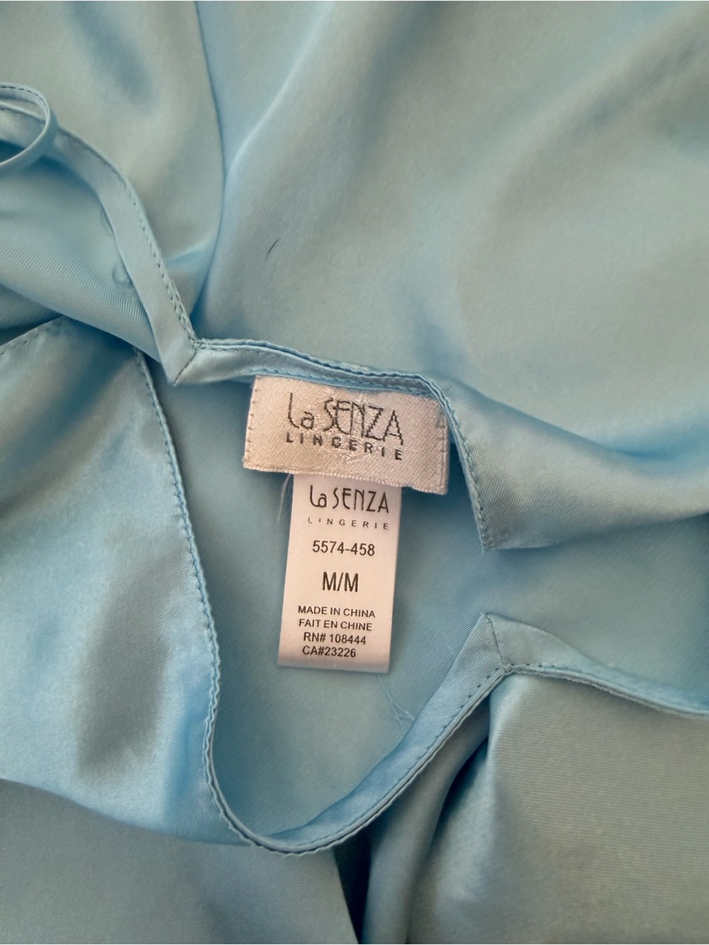 La Senza Blue Satin Slip Dress Y2K Lace Trim Maxi Nightgown Size M - Picture 7 of 9